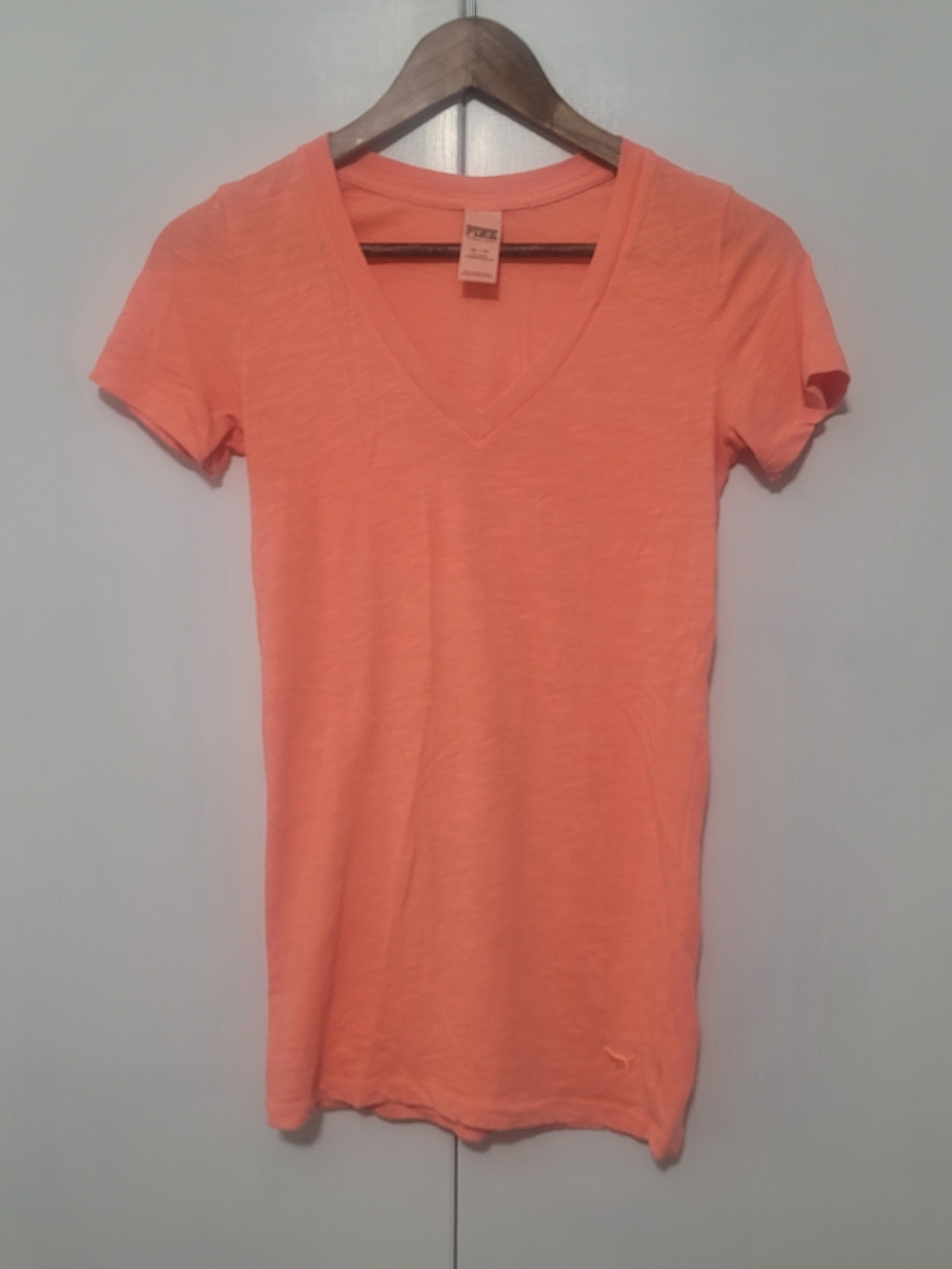 PINK Victoria's Secret Coral V-Neck Short Sleeve Tee